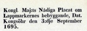 Lappmarksplakatet 1695 Lappmarksplakatet 1695
